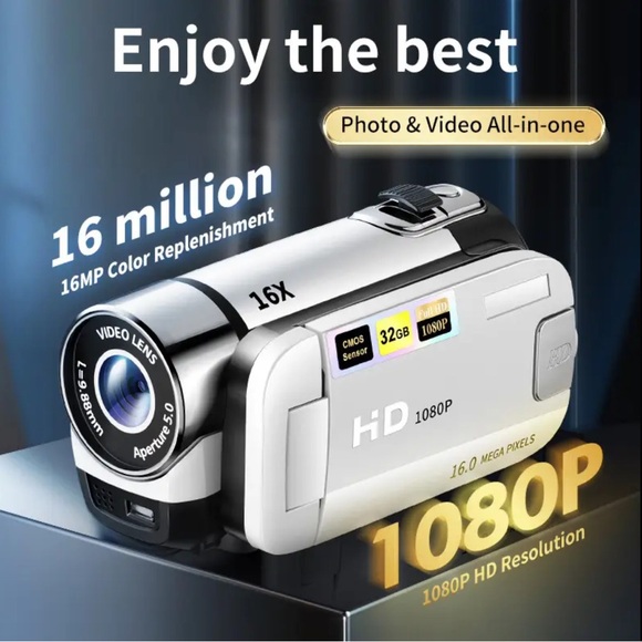 NEW HD Digital Camera with 16x Zoom - Handheld Video Recorder for Home - Picture 2 of 9